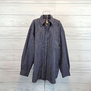 Nordstrom Men's striped dress shirt - blue, burgundy, white Size XXL